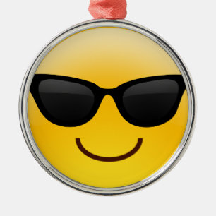 Glimlend gezicht met zonnebrillen Cool Emoji Metalen Ornament