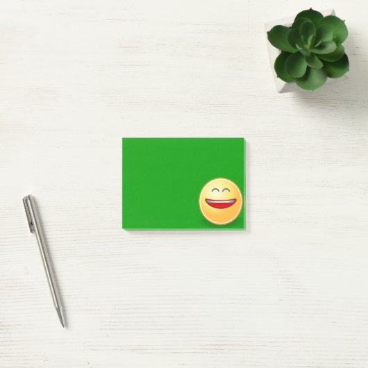 Glimlend gezicht op groene post Het Nota Post-it® Notes (Kantoor)