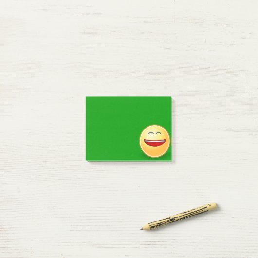 Glimlend gezicht op groene post Het Nota Post-it® Notes (Op bureau)