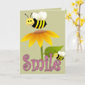 Glimlende bij kaart (Gele Bloem)