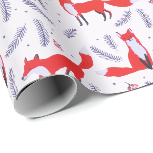 Glimlende bossen bos Greenery Red Fox Cadeaupapier (Rol Hoek)