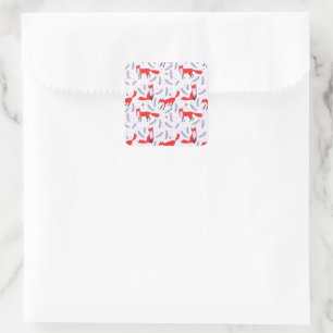 Glimlende bossen bos Greenery Red Fox Vierkante Sticker