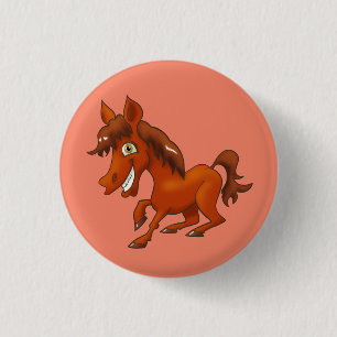 Glimlende cartoon paard ronde button 3,2 cm