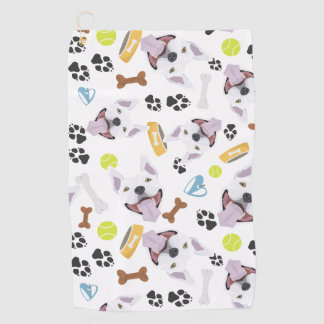 Glimlende Dog Bull Terrier Golfhanddoek