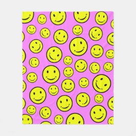 glimlende gezichten fleece deken