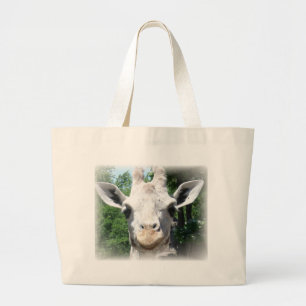glimlende giraffe grote tote bag