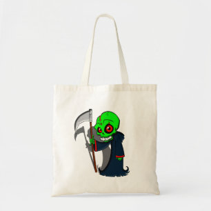 glimlende grim Reaper illustratie Creepy Cool Tote Bag