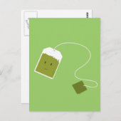 Glimlende groene theezak briefkaart (Voorkant / Achterkant)