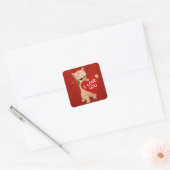 Glimlende kat uit liefde vierkante sticker (Envelop)