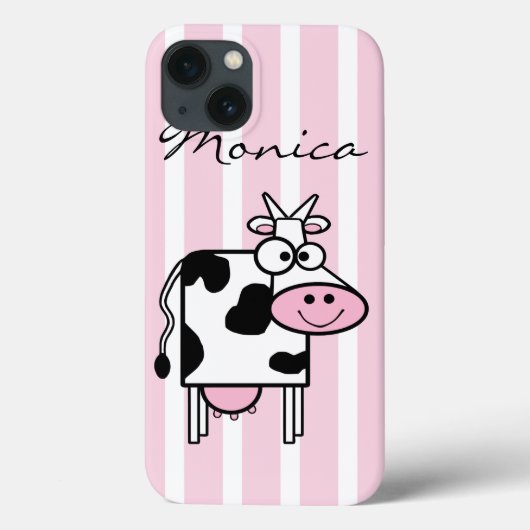 Glimlende Koe Girly Animal Print Monogrammen Case-Mate iPhone Case (Achterkant)