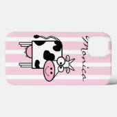 Glimlende Koe Girly Animal Print Monogrammen Case-Mate iPhone Case (Achterkant (horizontaal))