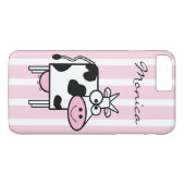 Glimlende Koe Girly Animal Print Monogrammen Case-Mate iPhone Case (Achterkant (Horizontaal))