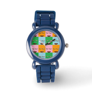 Glimlende monsterblokgezichten horloge