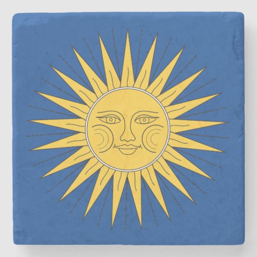 glimlende zon stenen onderzetter (Voorkant)