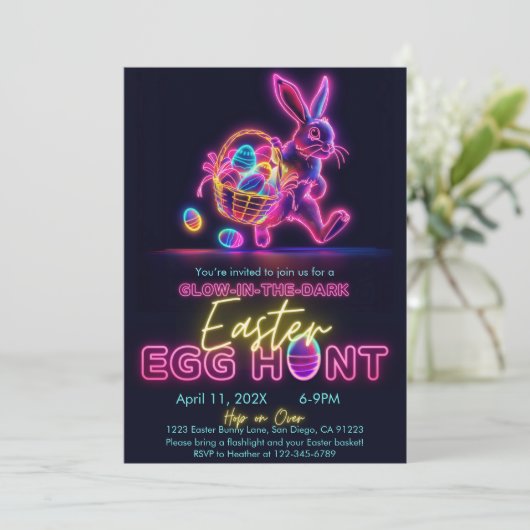 Glimmen in het donker Pasen Eierzoektocht Neon Fee Kaart (Staand voorkant)
