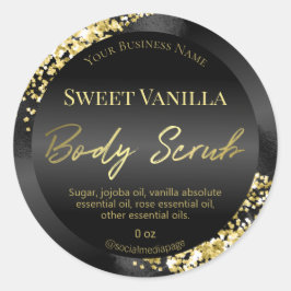 Glimmend Zwart Goud Glitter Body Scrub Labels