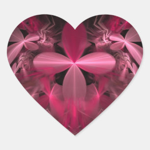 Glimmende roze bloemblaadjes hart sticker