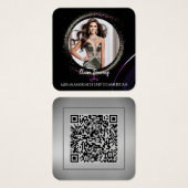 Glimmer Dust QR Code Photo Profile Card Vierkante Visitekaartjes (Voorkant /achterkant)