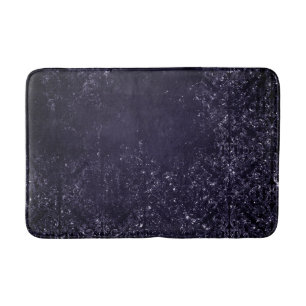 Glimmerende Indigo Grunge   Midnight Paarse Damask Badmat