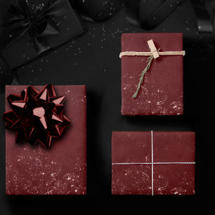 Glimmery Henna Grunge   Rich Blood Red Glam Damask Inpakpapier Vel