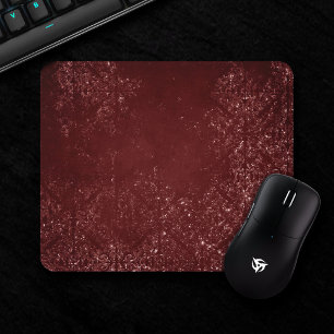 Glimmery Henna Grunge Rich Blood Red Glam Damask Muismat
