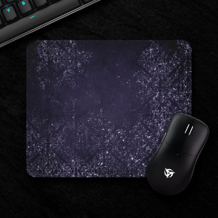 Glimmery Indigo Grunge Midnight Paars Damask Muismat