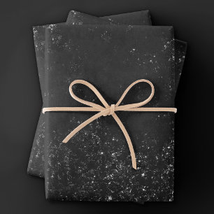 Glimmery Onyx Grunge Silvery Black Glam Damask Inpakpapier Vel