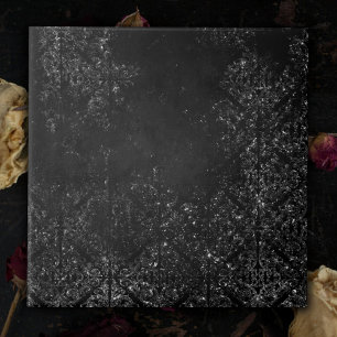 Glimmery Onyx Grunge Silvery Black Glam Damask Tegeltje