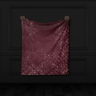 Glimmery Wine Grunge Sangria Bordeaux Damask Fleece Deken