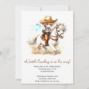 Glimp van West: Rustiek Cowboy Baby shower Kaart