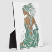 Glimpse of Elegance: Groene Rugloze Jurk Design Fotoplaat (Zijkant)