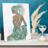 Glimpse of Elegance: Groene Rugloze Jurk Design Fotoplaat (Zijkant)