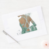 Glimpse of Elegance: Groene Rugloze Jurk Design Rechthoekige Sticker (Envelop)