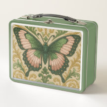 Glinda Butterfly Metal Lunchbox Pink & Green