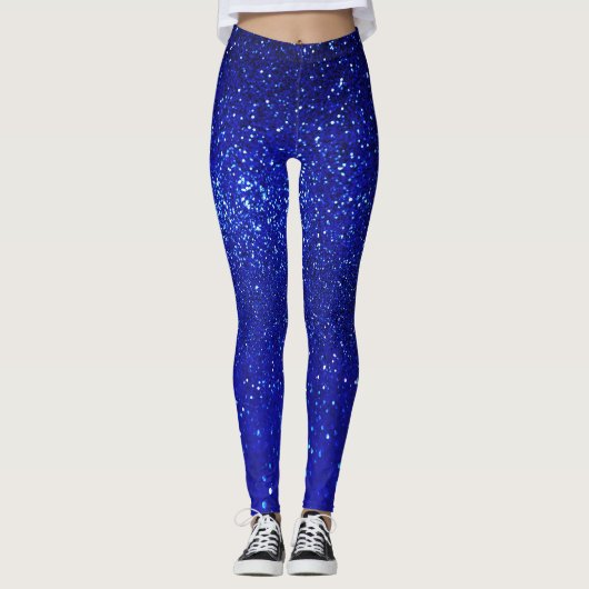 Glinsterende Blauw Glitter Canvas Leggings (Voorkant)