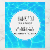 Glinsterende Blauw Zwembad Water Reflecties Bruilo Wijn Etiket (Enkel label)