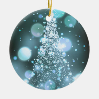Glinsterende Bokeh Vrolijk Kerstboom Keramisch Ornament