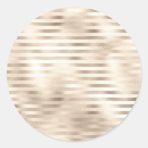 Glinsterende Bronzen Ruled Sjabloon, Faux Texture Ronde Sticker