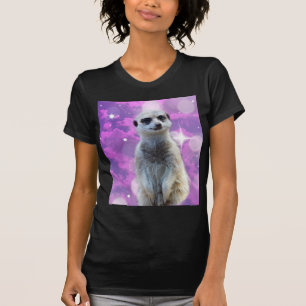 Glinsterende charme: Meerkat op roze Bokeh achterg T-shirt