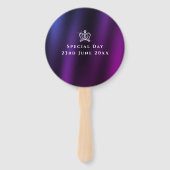 Glinsterende Crown Blue Paarse Handwaaier (Achterkant)