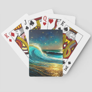 Glinsterende divergerende oceaangolven pokerkaarten