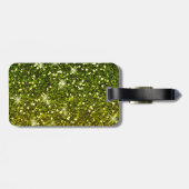 Glinsterende donkergroene gouden glitters bagagelabel (Achterkant horizontaal)