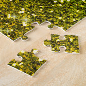 Glinsterende donkergroene gouden glitters legpuzzel (Zijkant)