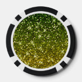 Glinsterende donkergroene gouden glitters pokerchips (Achterkant)