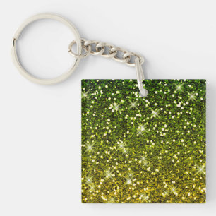 Glinsterende donkergroene gouden glitters sleutelhanger