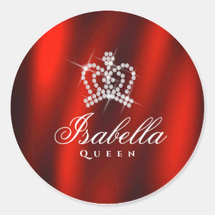 Glinsterende Glamour Crown Red Ronde Sticker