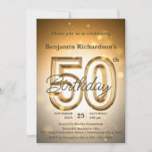 Glinsterende gouden 50e verjaardag kaart (Voorkant)