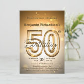 Glinsterende gouden 50e verjaardag kaart (Staand voorkant)