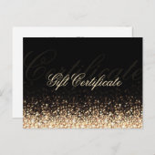 Glinsterende Gouden Glitter Zwart Cadeaubon Briefkaart (Voorkant / Achterkant)
