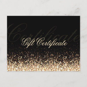 Glinsterende Gouden Glitter Zwart Cadeaubon Briefkaart